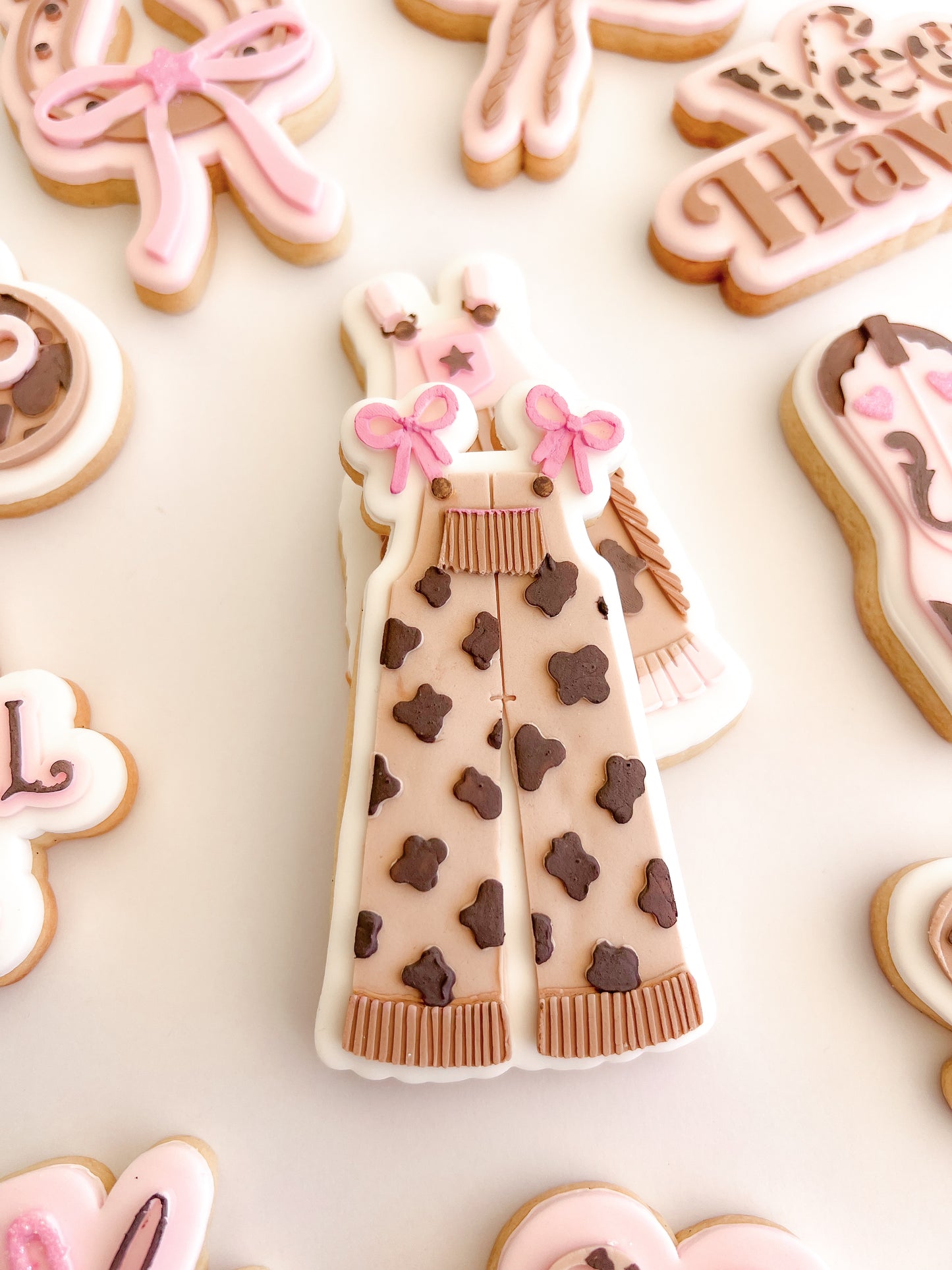 Bow cow print overalls- Debosser and Cutter
